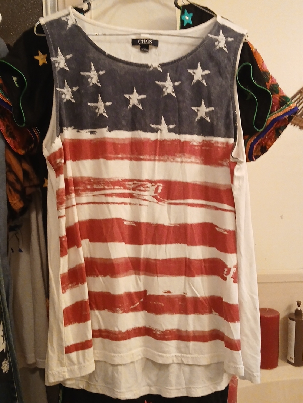 Chaps Navy & White Star Print Tank Top,sz.XL